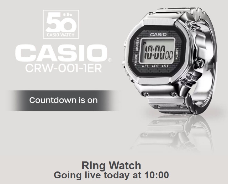 Casio U.K. is releasing the CRW-001-1ER ring watch today (January 13, 2025) at 10:00 a.m.