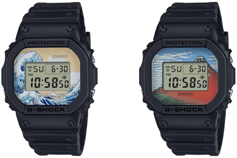 These G-Shock watches feature artwork from Hokusai's 'Thirty-six Views of Mount Fuji': DW-5600KHK24-1 and DW-5600KHG24-1