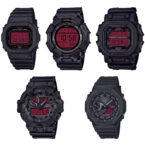 G-Shock Black and Bold Red Series: DW-5600BBR-1, GA-700BBR-1A, GA-B2100BBR-1A, GD-010BBR-1, GX-56BBR-1