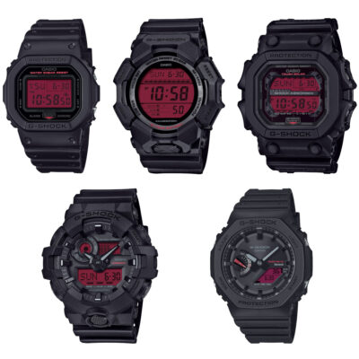 G-Shock Black and Bold Red Series: DW-5600BBR-1, GA-700BBR-1A, GA-B2100BBR-1A, GD-010BBR-1, GX-56BBR-1