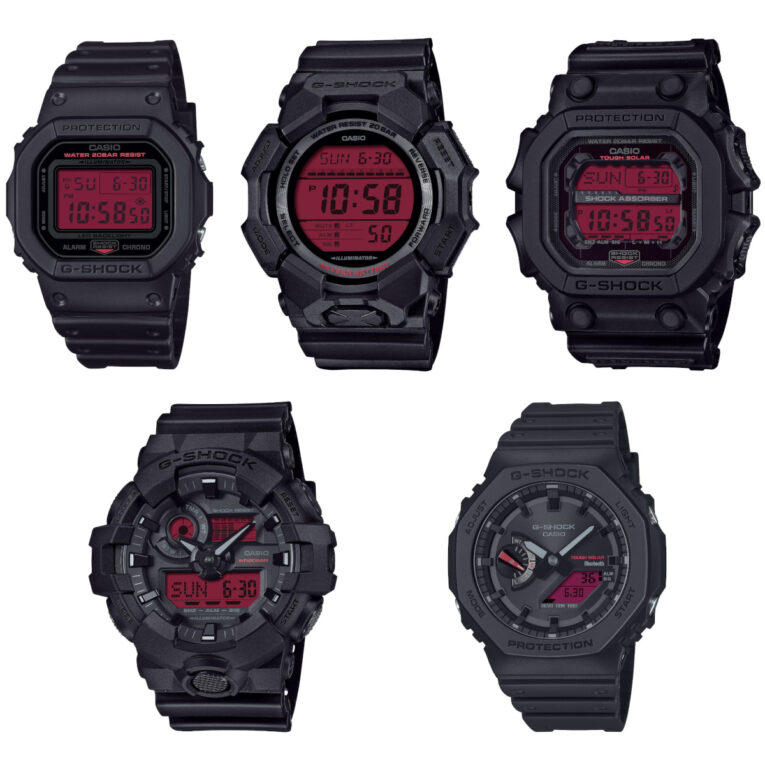 G-Shock Black and Bold Red Series: DW-5600BBR-1, GA-700BBR-1A, GA-B2100BBR-1A, GD-010BBR-1, GX-56BBR-1