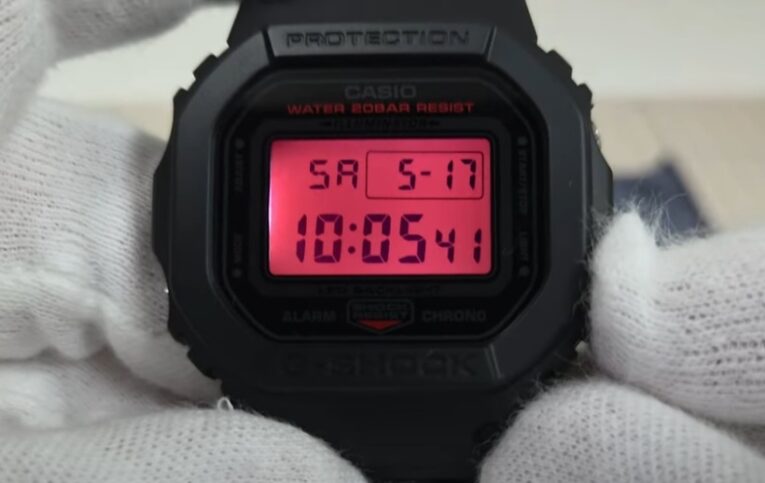 G-Shock DW-5600BBR-1 Red LED Backlight