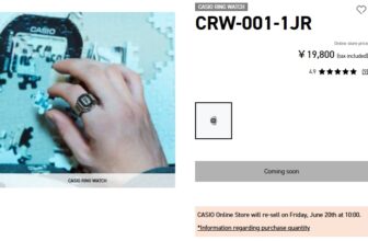 Casio Japan is rereleasing the CRW-001-1JR Ring Watch on June 20