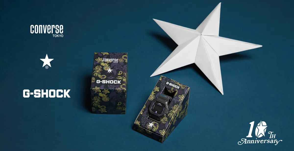 レアconverse tokyo × G-SHOCK コラボ腕時計 コンバース トウキョウ×G-SHOCK”ペイズリー総柄”バンドの