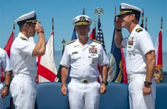 Incoming Commander Captain Stephen M. Healey wears a G-Shock DW-6900 watch during the Naval Special Warfare Group 11 change-of-command ceremony