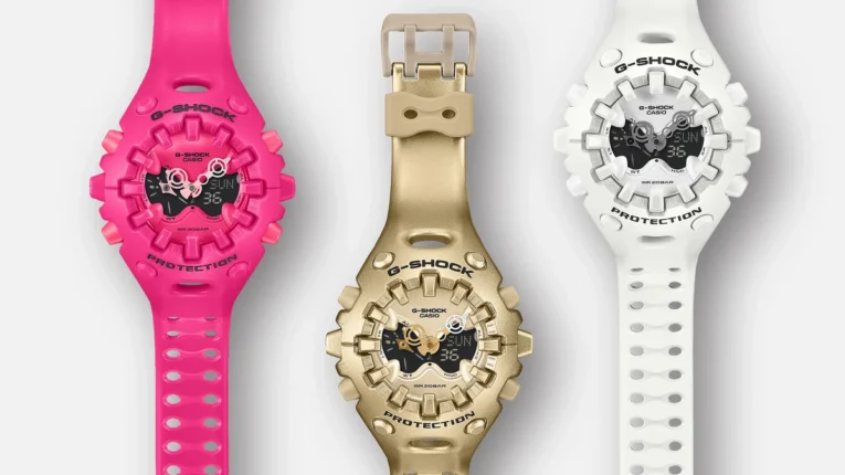 Pink G-Shock G-ShockGA-V01-4A, Gold G-Shock GA-V01A-9A, White G-Shock GA-V01-7A