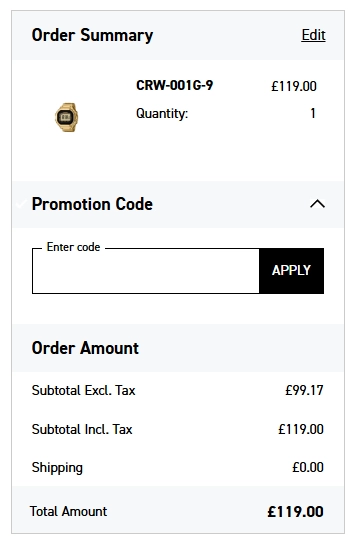 ملخص طلب Casio Gold Casio CRW-001G-9 Casio France