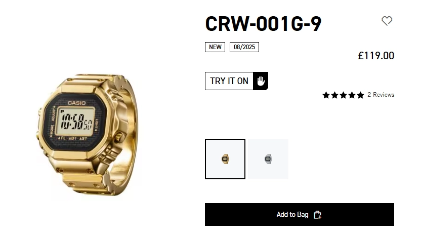 Casio U.K. [and Malaysia] released the gold Casio CRW-001G-9 Ring