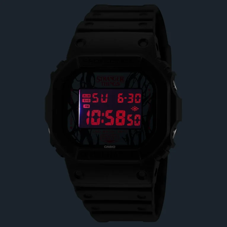 Stranger Things X G-Shock DW-5600STT-1 Red LED Backlight