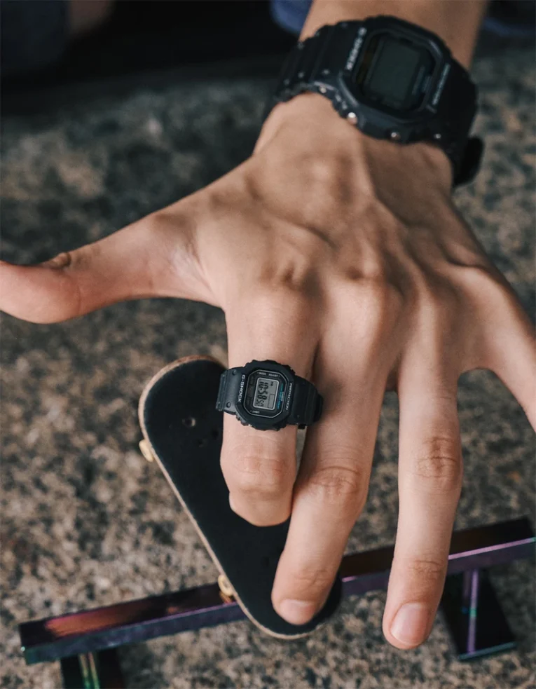 G-Shock DWN5600-1 Nano Watch on Finger