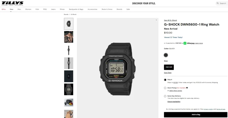 Tillys is now selling the G-Shock DWN5600-1 Nano Watch