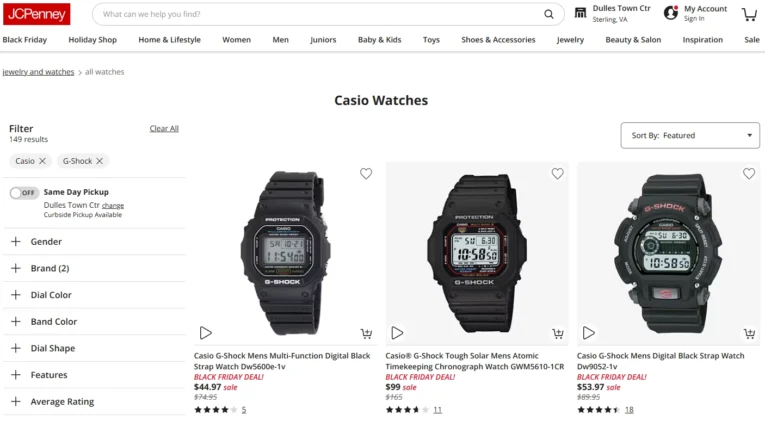 JCPenney G-Shock and Casio Black Friday 2025 Deals