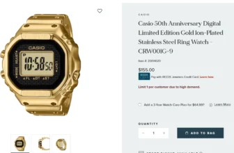 Casio CRW001G-9 gold ring watch available at various U.S. retailers