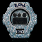 Nigeria's Malivelihood Luxury Diamonds makes a custom iced-out G-Shock DW-6900 for rapper Burna Boy Malivelihood Custom G-Shock DW-6900 Diamond-Encrusted