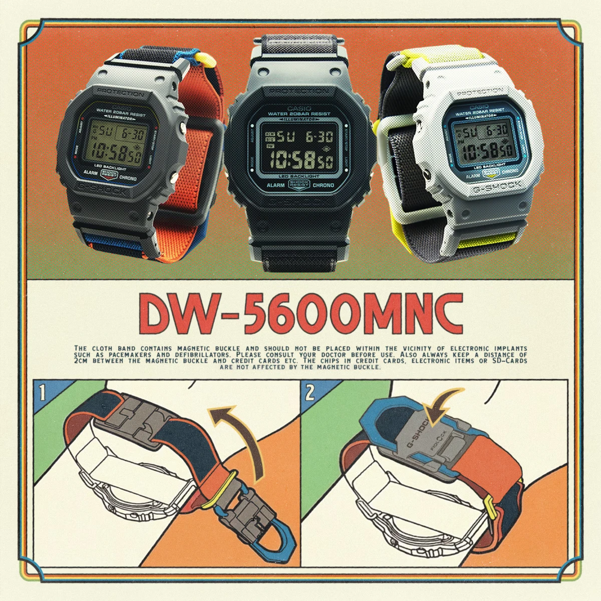 New G-Shock watch releases for March 2026 (DW-5600MNC with Fidlock