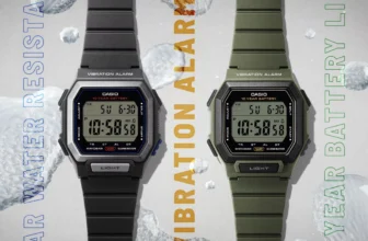 Casio W-738H: Like a W-736H in a square case (100M WR, 10-year battery, Vibration)