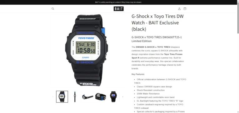 TOYO TIRES x G-SHOCK DW5600TT25-1 AT BAITME SHOP