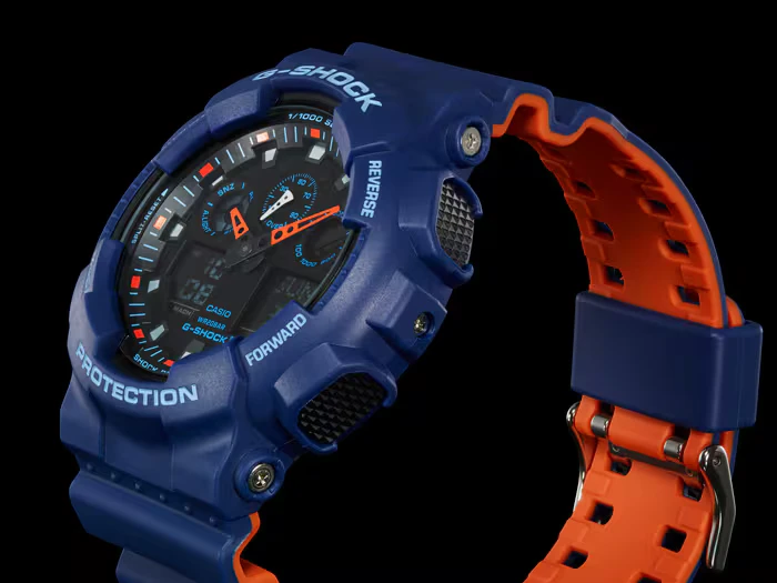 G-SHOCK GA100L-2A BLUE AND ORANGE