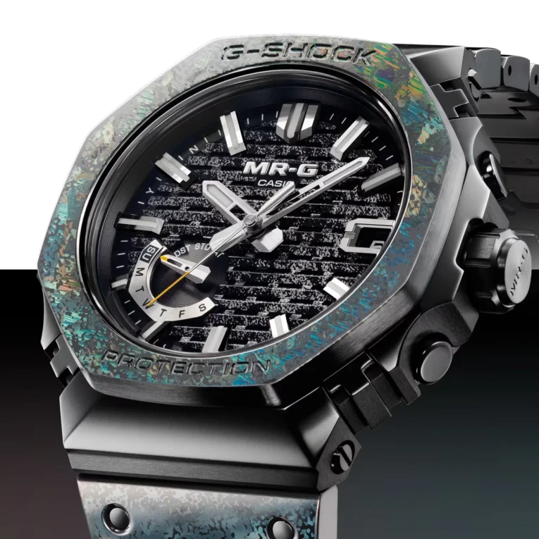 G-Shock MRG-B2100HR-1A and MRG-B2100HS-9A with metal leaf dial and laser-processed structural color technology is limited to 800 and 150