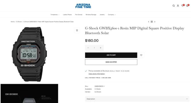 Arizona Fine Time has the G-Shock GWBX5600-1 and GWBX5600-1A1 in stock