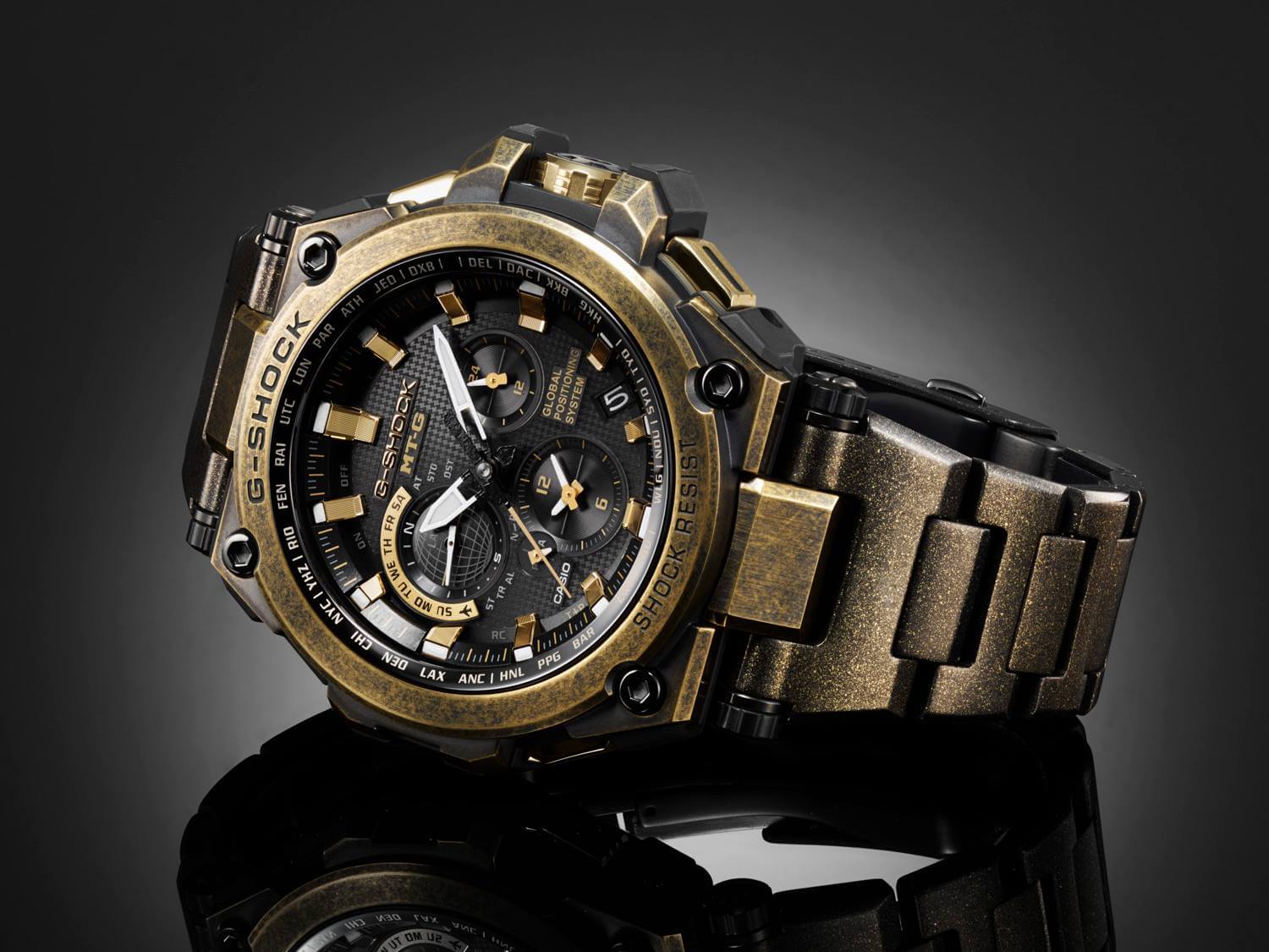 G Shock MTG G1000BS 1A 2015 Baselworld Gold X Black G Central G 