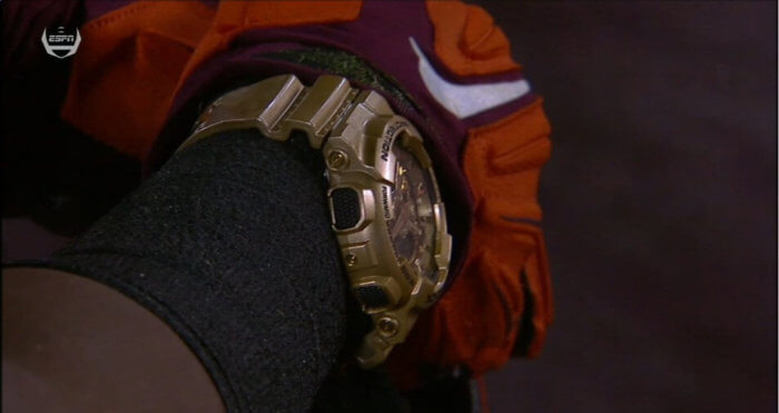 Virginia Tech J.C. Coleman Gold G-Shock Watch In Football Game