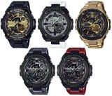 New G-Shock G-STEEL GST-210 Watches: Black & Gold, Black & White, Gold IP with Stainless Steel Band, Marbled Bands