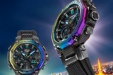 G-Shock MTG-B2000YR-1A with city-inspired rainbow IP etched bezel and carbon laminated bezel frame
