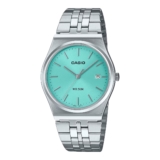 Casio MTPB145DC21V, traditional unisex watch with Tiffany-like blue dial, launched in United States